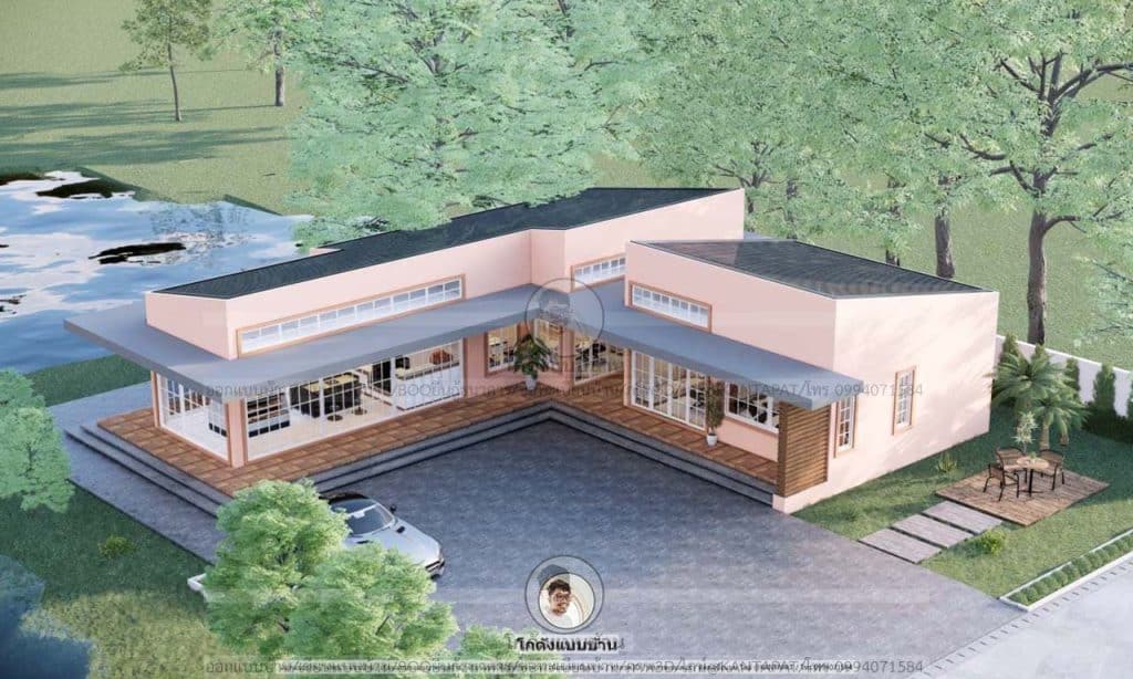 แบบบ้านสวยๆ P-1879 แบบบ้านทรงกล่องโมเดิร์น สีขาวมินมอล งบ 2 ล้าน