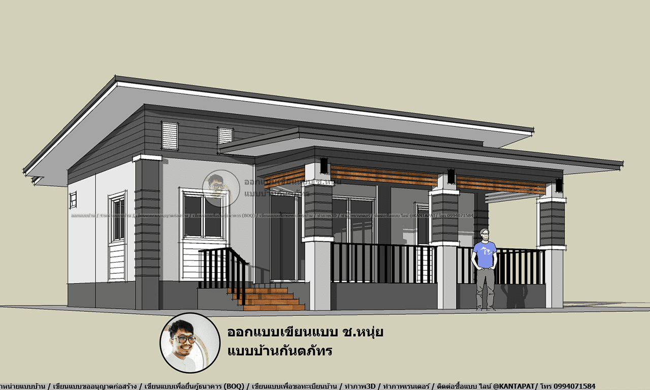 Box shaped-house P-056-บ้านโมเดิร์นทรงกล่อง พื้นที่ใช้สอย 79 ตารางเมตร