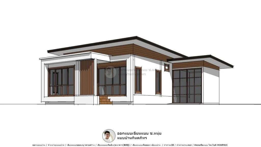 บ้านโมเดิร์นชั้นเดียว-P-481 แบบสร้างบ้าน แบบบ้านราคาถูก บ้านดูฟรี