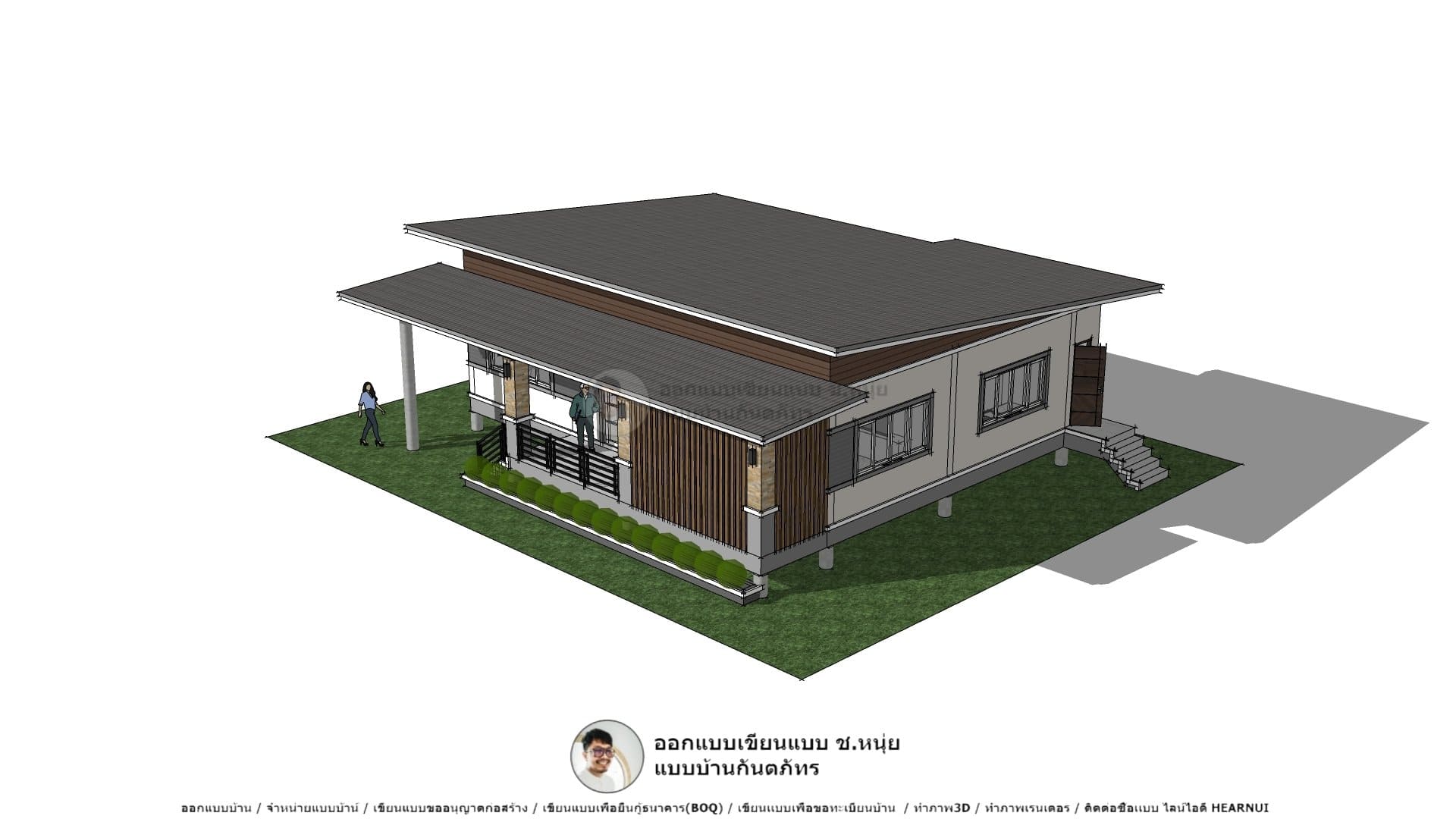 แบบบ้านโมเดิร์น-P-1157 เขียนแบบAutocad ไอเดียแบบบ้าน 131 ตร.ม.