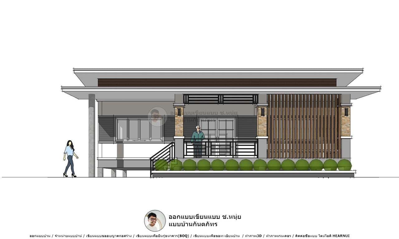 แบบบ้านโมเดิร์น-P-1157 เขียนแบบAutocad ไอเดียแบบบ้าน 131 ตร.ม.