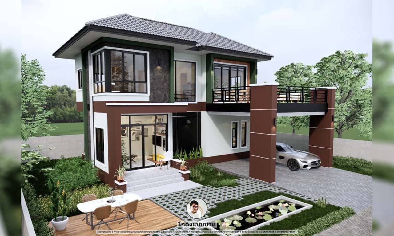 แบบบ้านสวยน่าอยู่-P-480 แบบบ้านทันสมัย บ้านสมัยใหม่ยอดนิยม