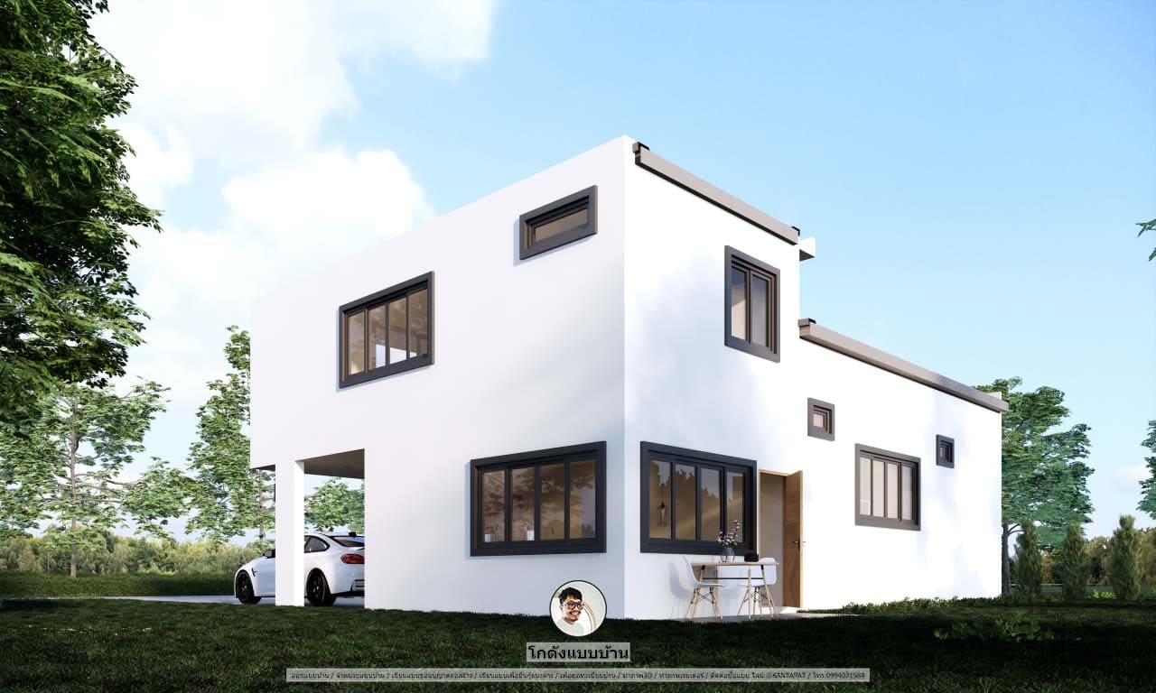P-901-บ้านโมเดิร์น แบบบ้านชั้นครึ่ง แบบบ้านยอดฮิต เขียนแบบบ้าน