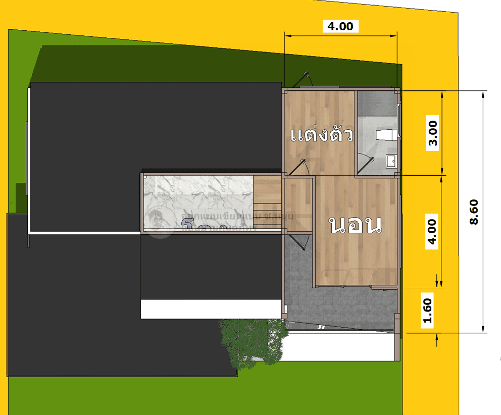 P-901-บ้านโมเดิร์น แบบบ้านชั้นครึ่ง แบบบ้านยอดฮิต เขียนแบบบ้าน