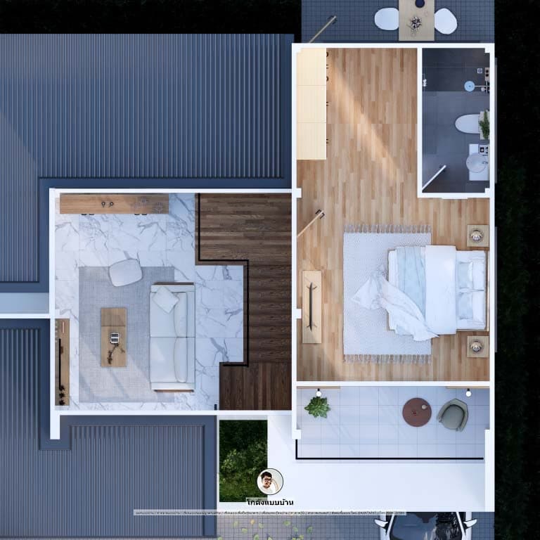 P-901-บ้านโมเดิร์น แบบบ้านชั้นครึ่ง แบบบ้านยอดฮิต เขียนแบบบ้าน