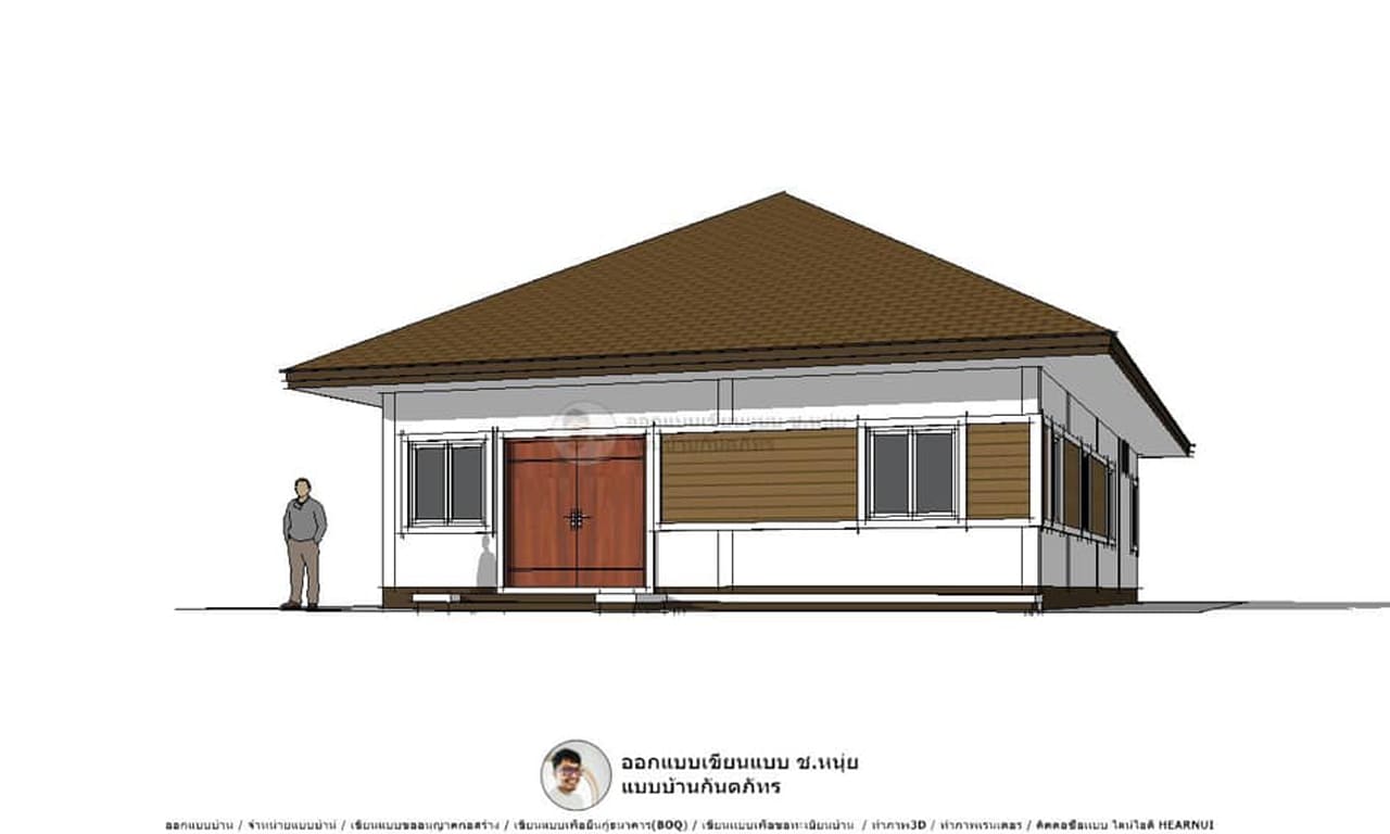 แบบบ้าน3D P-503-บ้านปั้นหยาหลังเล็ก แบบบ้านสวยกะทัดรัด 3 ห้องนอน