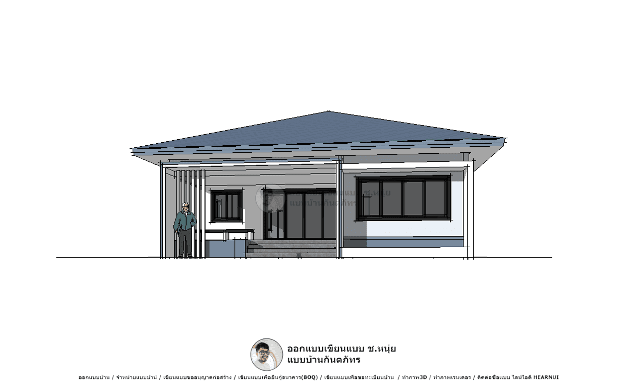 แบบบ้านสวยชั้นเดียว P-553-แบบบ้านปันหยาคอมเทม Panya Contemporary Style 3 ห้องนอน