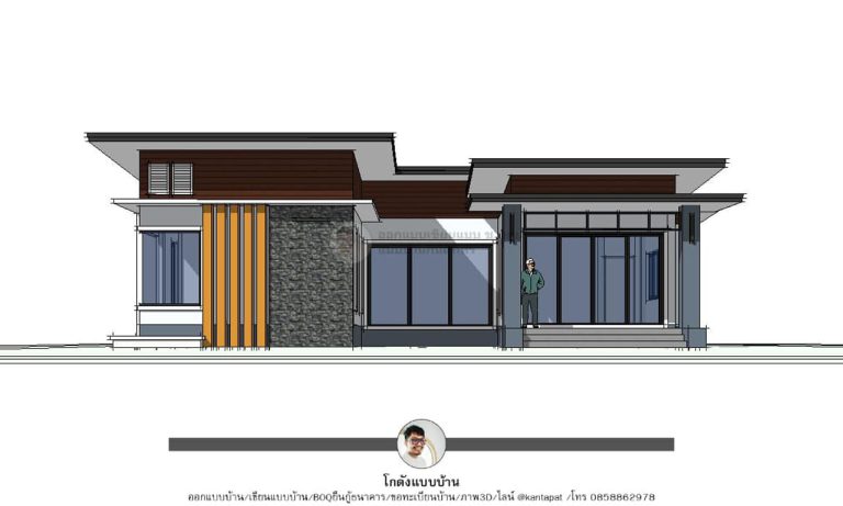 แบบบ้านชั้นเดียว P-895-บ้านสมัยใหม่โมเดิร์น 4 ห้องนอน One Storeyhouse