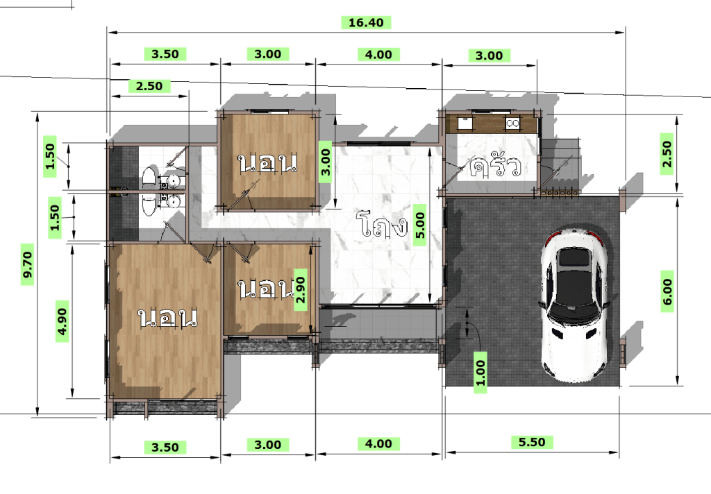 S-017แปลนบ้าน3ห้องนอน