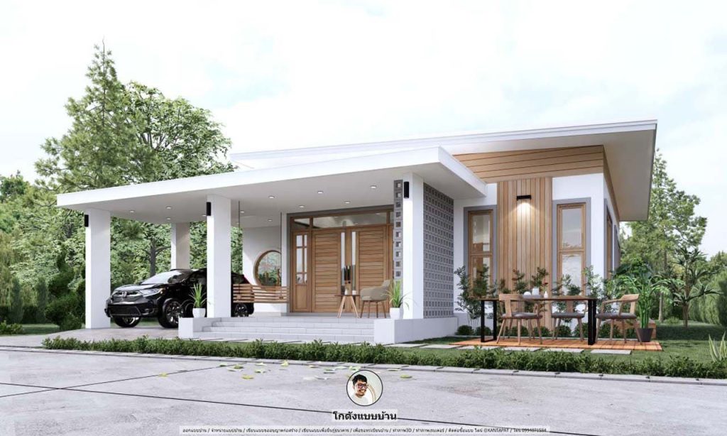 P-1194 งานเขียนแบบ โมเดิร์น ชั้นครึ่ง 3 ห้องนอน 2 ห้องน้ำ บ้านน่าอยู่