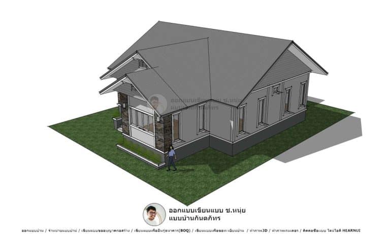 บ้านสมัยใหม่ งานเขียนแบบบ้าน-K-1104 บ้านทันสมัย ขนาด 4 ห้องนอน 3 ห้องน้ำ ครัวใหญ่มาก