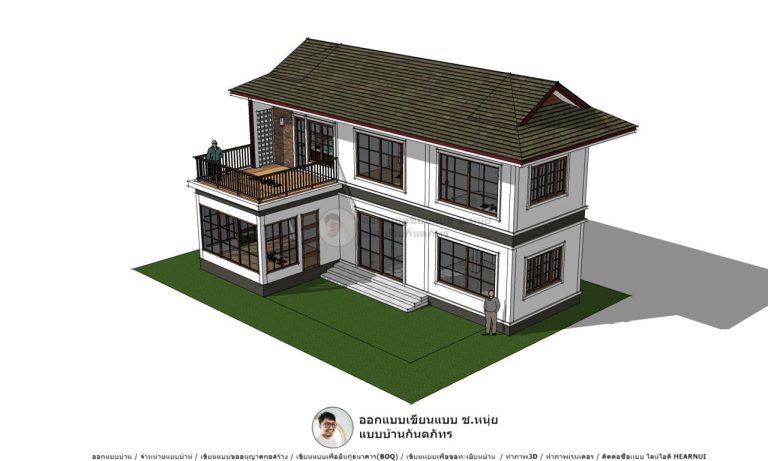 แบบบ้าน3D บ้านทรงไทยประยุกต์-P-950 บ้านพักผ่อน ทรงไทยประยุกต์ Manila roof
