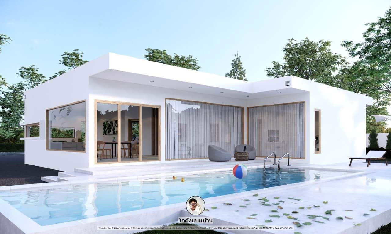 บ้านทรงกล่อง แบบพูลวิลล่า-P-930 Pool Villa สไตล์โมเดิร์น สวยทันสมัย