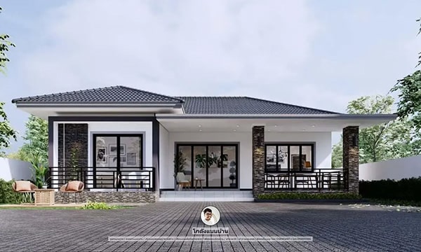แบบบ้านชั้นเดียว พื้นที่ใช้สอย 162 ตร.ม. ฟังก์ชันครบ เหมาะสำหรับครอบครัวไทย บ้านสไตล์คอนเทมโพรารี่-P-840