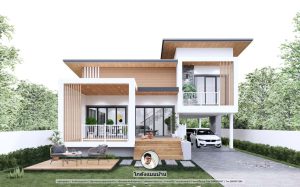 P-1194 บ้านชั้นครึ่ง ทรงโมเดิร์น สไตล์อบอุ่น 3 ห้องนอน 2 ห้องน้ำ