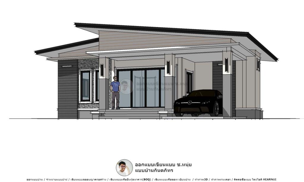 แบบบ้านสวยๆ P-1879 แบบบ้านทรงกล่องโมเดิร์น สีขาวมินมอล งบ 2 ล้าน