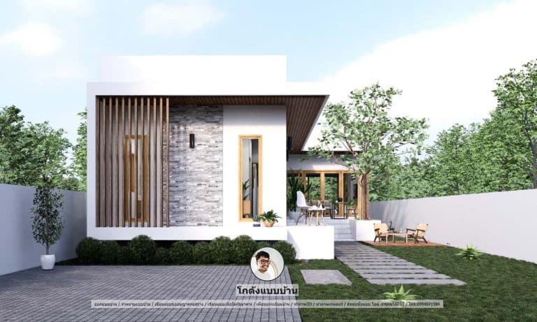 บ้านสไตล์โมเดิร์น-P-1227 ทรงกล่องเรียบหรู แบบมินิมอลชั้นเดียว