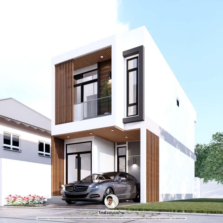 P-1217-บ้านตึกทรงกล่อง 2ชั้น พื้นที่น้องก็สร้างบ้านได้ รับเขียนแบบบ้าน