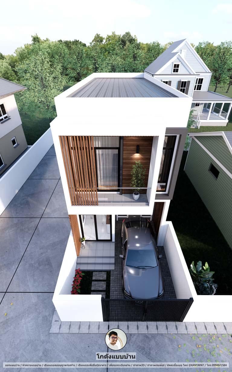 P-1217-บ้านตึกทรงกล่อง 2ชั้น พื้นที่น้องก็สร้างบ้านได้ รับเขียนแบบบ้าน