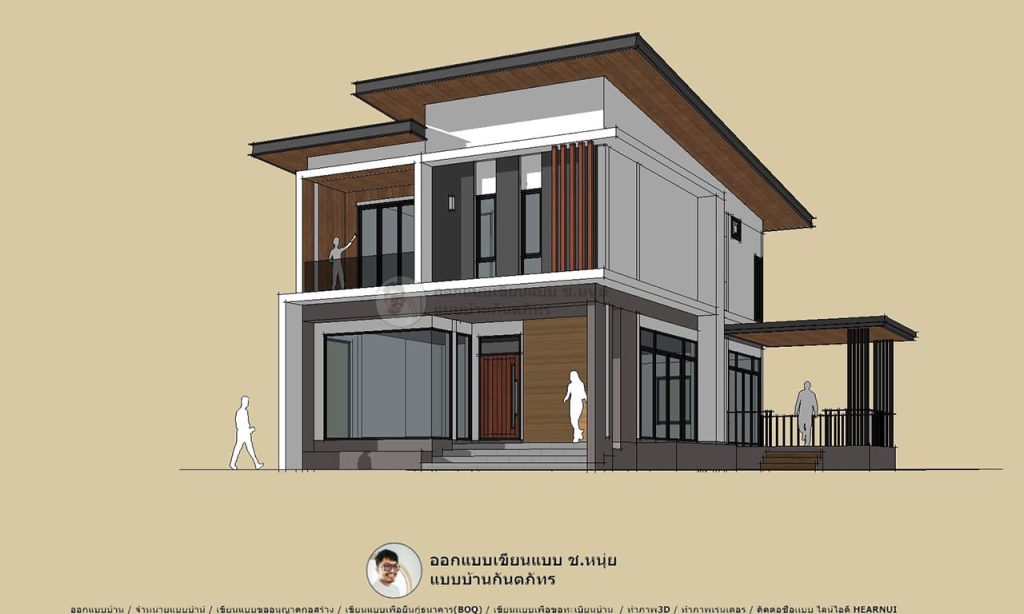 บ้านชั้นครึ่ง-P-1673 บ้านโมเดิร์นทรงกล่องสีขาว สุดคูล