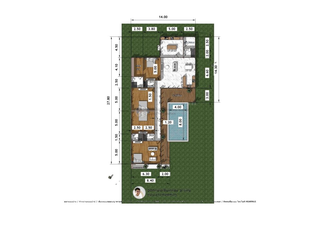 P-1242แปลนแบบบ้าน4ห้องนอน