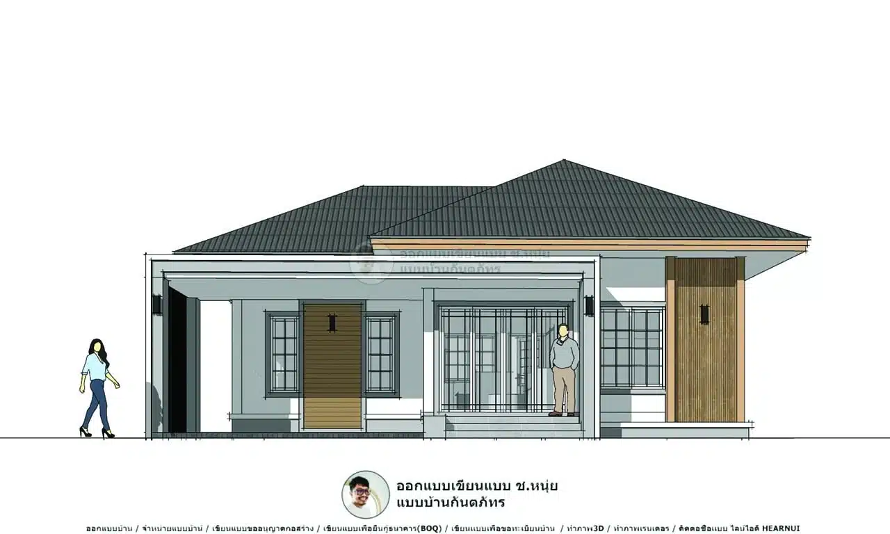 แบบบ้านยอดนิยม P-1083-บ้านคอนเทมโพรารี่ บ้าน2ห้องนอน