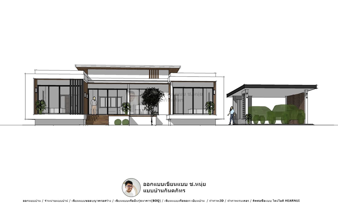 บ้านทรงโมเดิร์น P-1262-แบบบ้านสวยชั้นเดียว 3 ห้องนอน 2 ห้องน้ำ