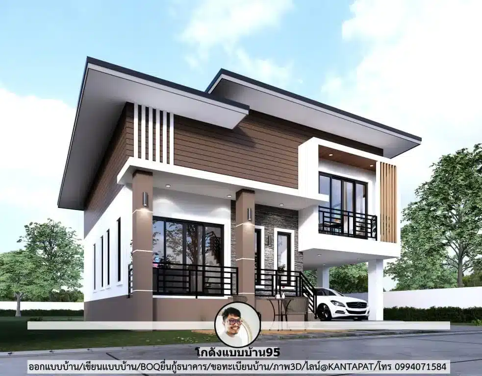 บ้านโมเดิร์นชั้นครึ่ง-P-1570 แบบบ้านดีไซน์สวย 3 ห้องนอน 2 ห้องน้ำ