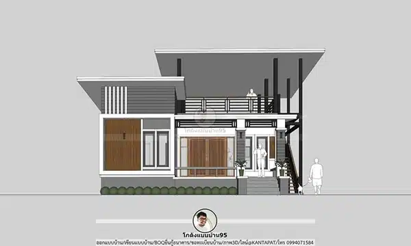 P-1588-บ้านราคาถูกสไตล์โมเดิร์น งานเขียนแบบบ้าน แบบสร้างบ้าน