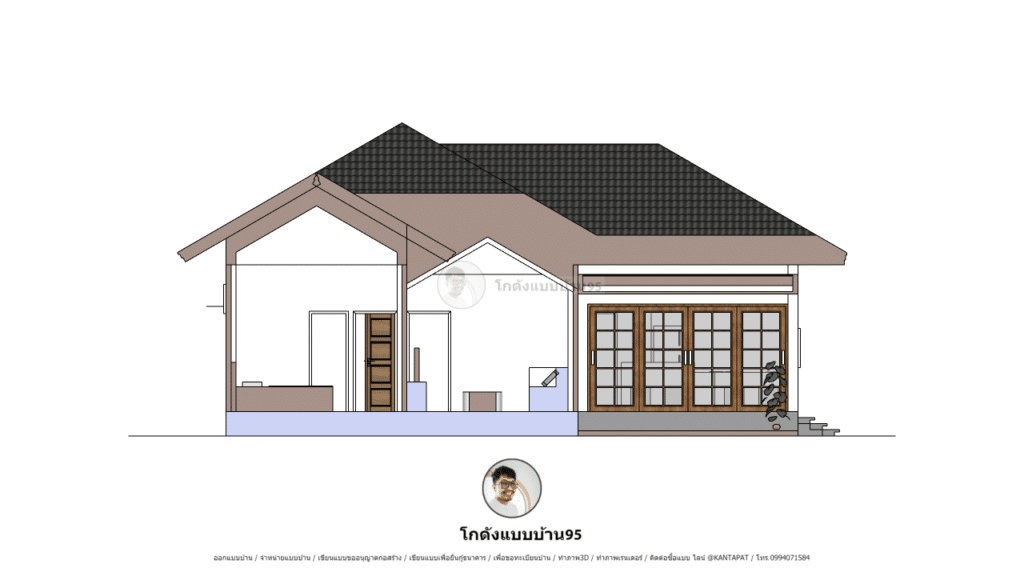 ภาพตัด แบบบ้านชั้นเดียว พร้อมแปลน