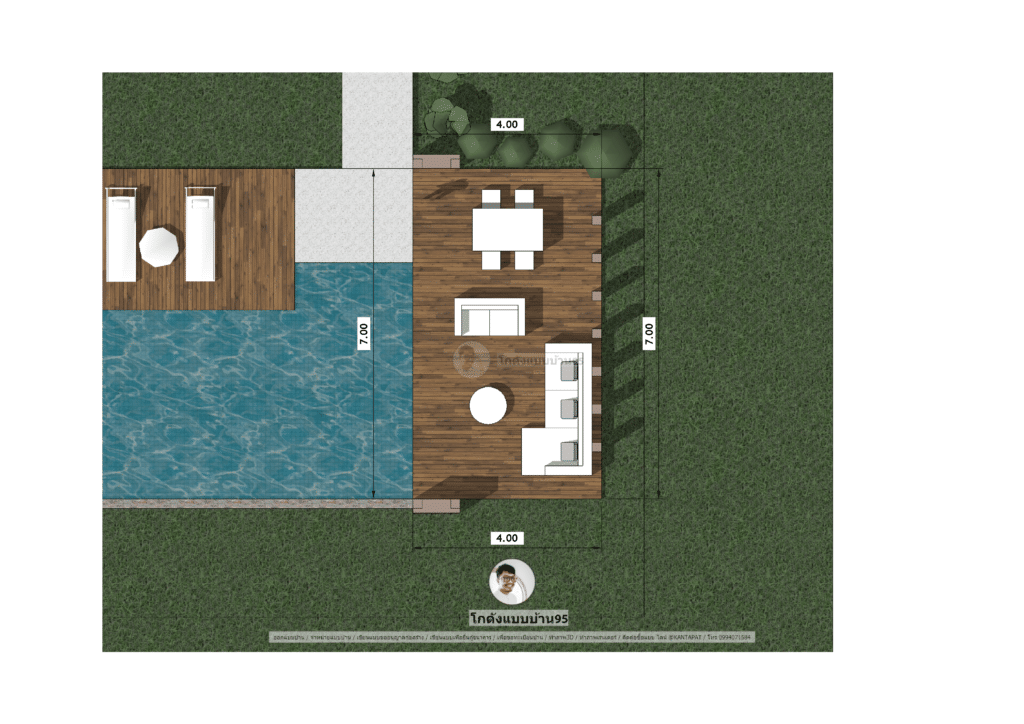 แปลนบ้านโซนรมสระว่ายน้ำ บ้านโมเดิร์นทรงกล่อง P-1620