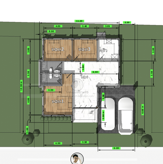 บ้านชั้นเดียวทรงปั้นหยา P-1657