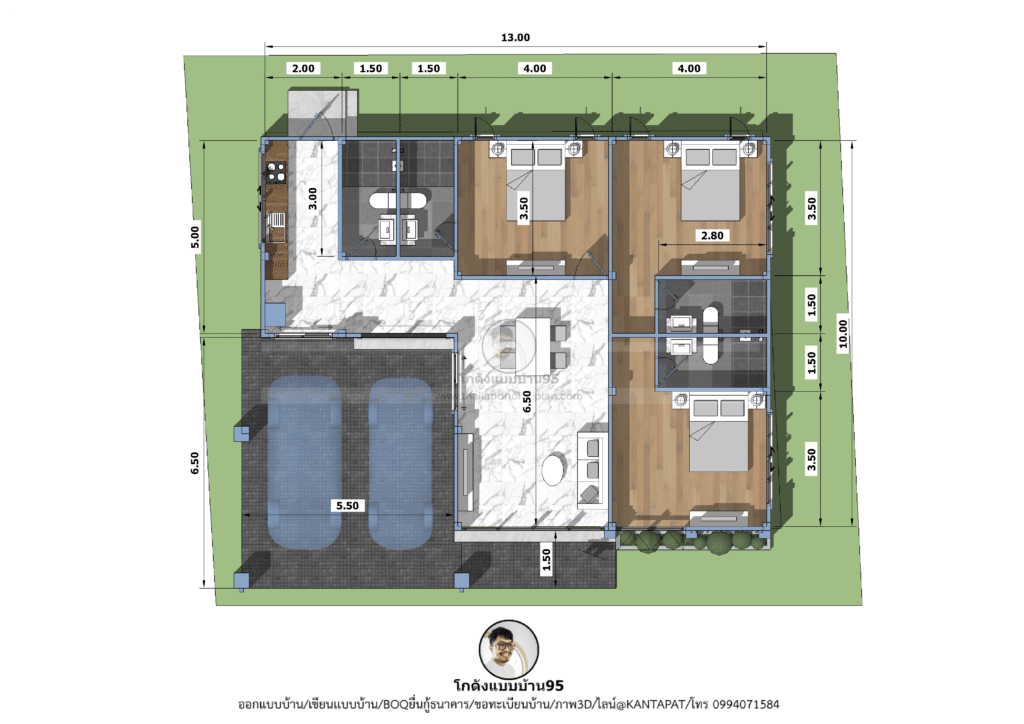 แบบบ้านทรงจั่ว P-1767 (1)