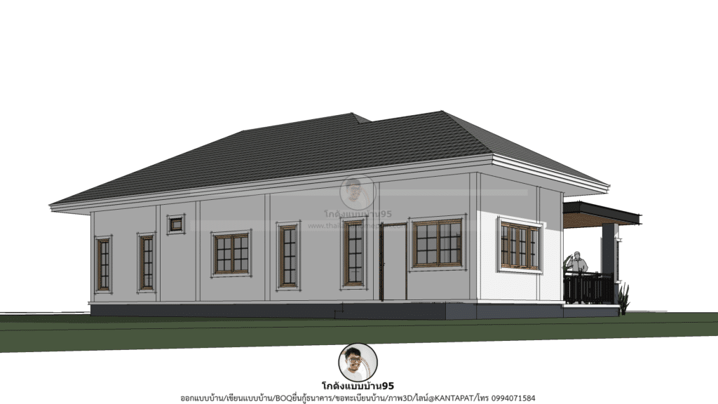 รับออกแบบบ้านชั้นเดียว P-1827