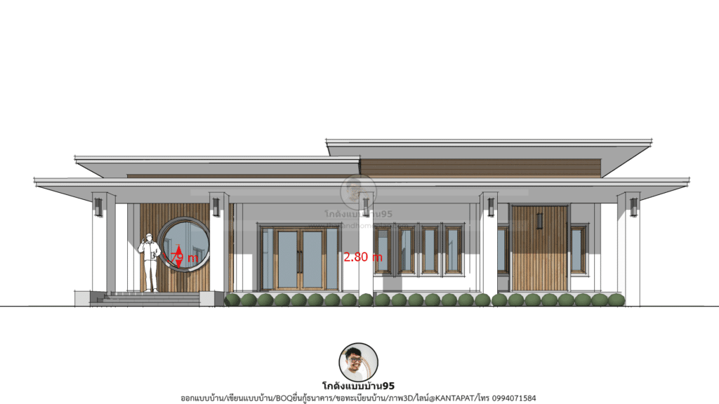 แบบบ้านโมเดิร์น P-1930 แบบบ้านชั้นเดียว 3 ห้องนอน 1 ห้องน้ำ