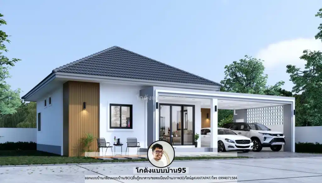 รับออกแบบบ้านชั้นเดียว P-1850