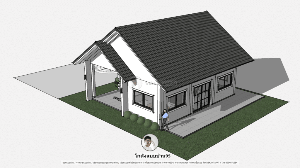 แปลนแบบบ้านชั้นเดียวP-1912