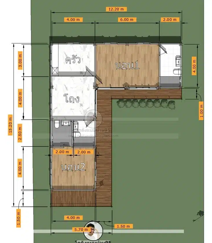 ออกแบบ แบบบ้านชั้นเดียวP-1820