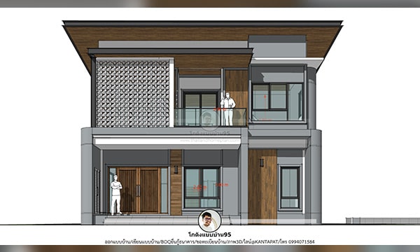 แบบบ้าน2ชั้น P-1891 แบบบ้าน2ชั้นโมเดิร์น 3 ห้องนอน สวย ทันสมัย
