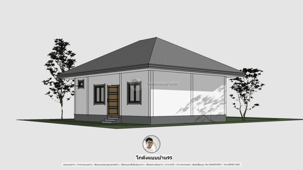 แบบบ้านชั้นเดียวP-2072 แบบบ้านปั้นหยา