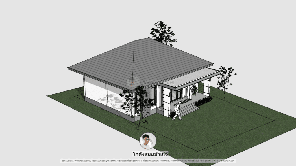 แบบบ้านชั้นเดียวP-2072 แบบบ้านชั้นเดียวทรงปั้นหยา