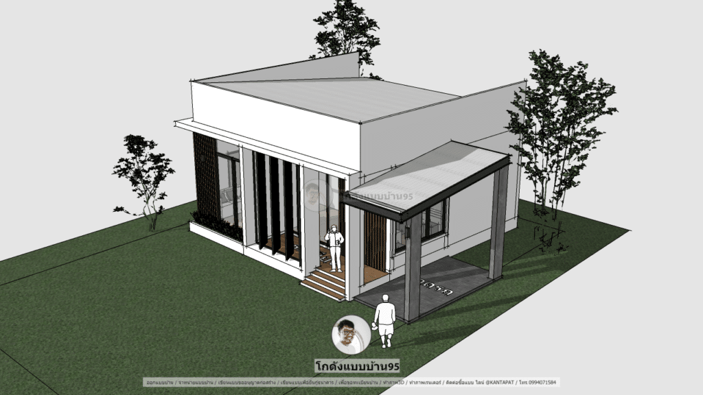 แบบบ้านหลังเล็กP-2043 แบบบ้านโมเดิร์นทรงกล่อง