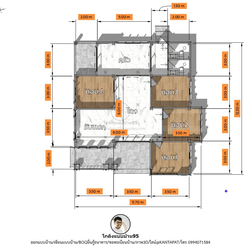 แปลนแบบบ้านโมเดิร์นP-2201