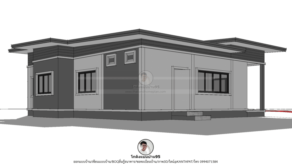 แบบบ้านโมเดิร์นP-2201 บ้านหลังคาหมาแหงน