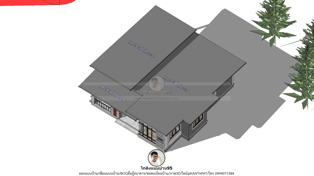 แบบบ้านโมเดิร์นP-2201 หลังคาแบบเพิงหมาแหงน