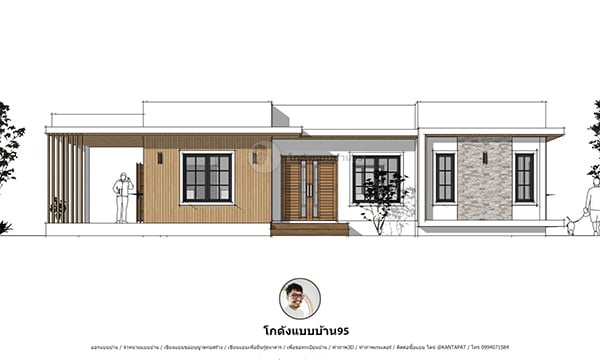 บ้านทรงกล่องสีขาว สไตล์มินิมอลโมเดิร์น 2 ห้องนอน 123 ตร.ม. แบบบ้านทรงกล่อง P-2228