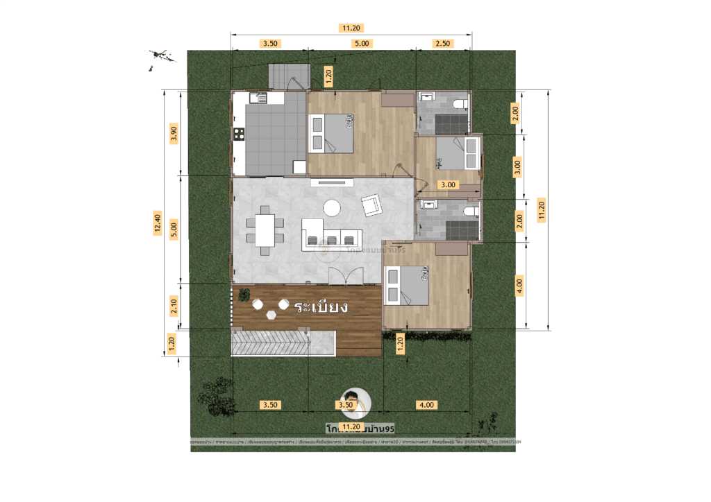 แปลนแบบบ้าน 3 ห้องนอน