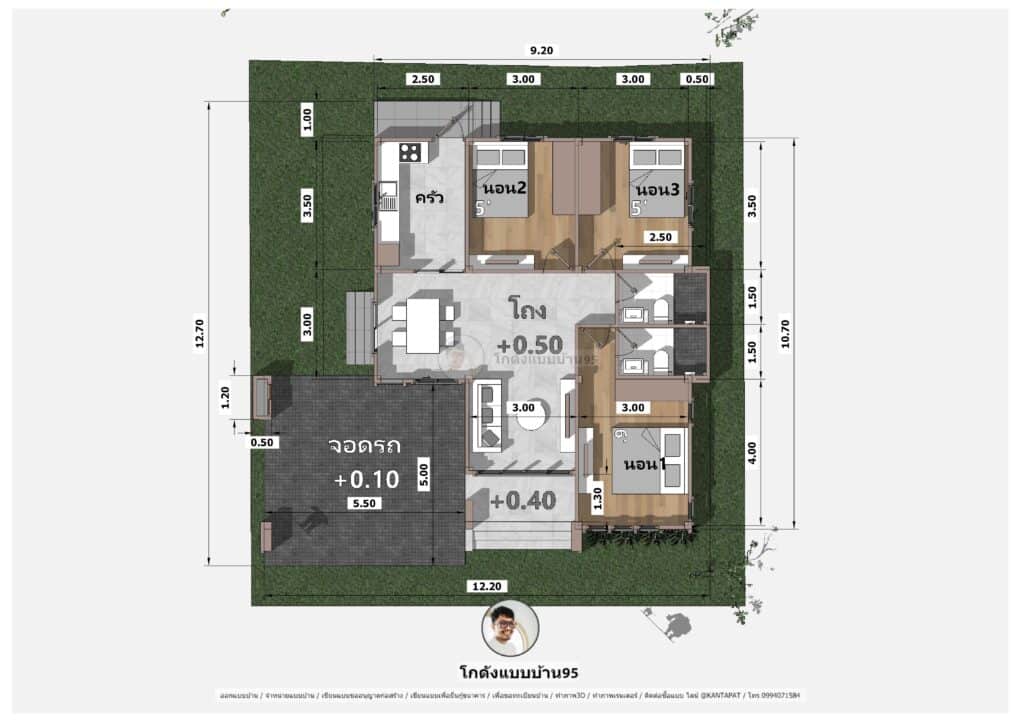 แบบบ้านทรงปั้นหยาP-2308 แปลนแบบบ้าน