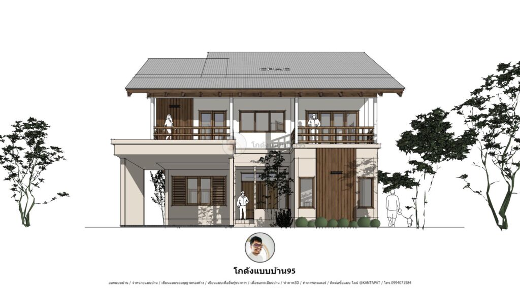 แบบบ้านทรงจั่ว2ชั้น P-2257