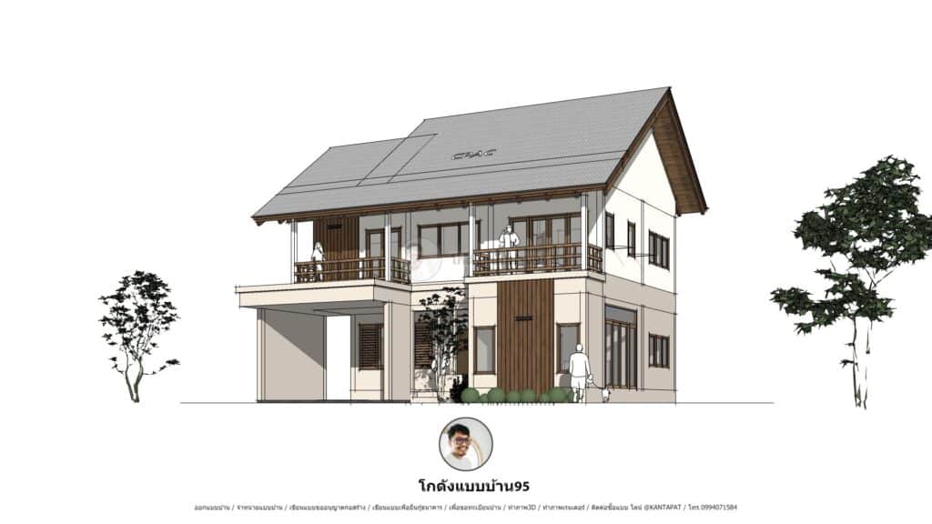 แบบบ้านทรงจั่ว2ชั้น P-2257